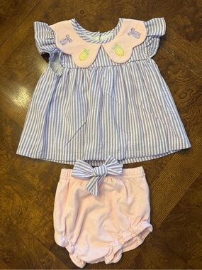 Stitchy Fish Pink & purple Striped Two-Piece Outfit - Cute Lemon Collar